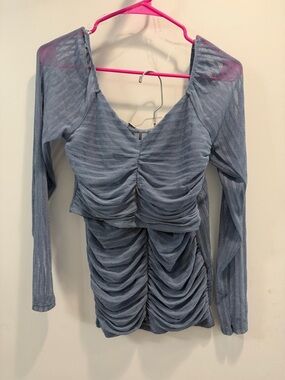 NWOT Haute Monde Powder Blue Shimmery 2 Piece Skirt Set